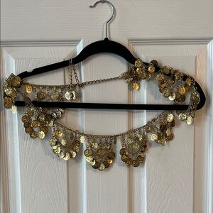 Vintage 70s Gold Coin Charm belt
